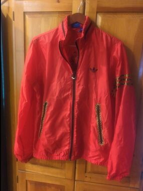 adidas Red Bomber Jacket with Gold Trim
